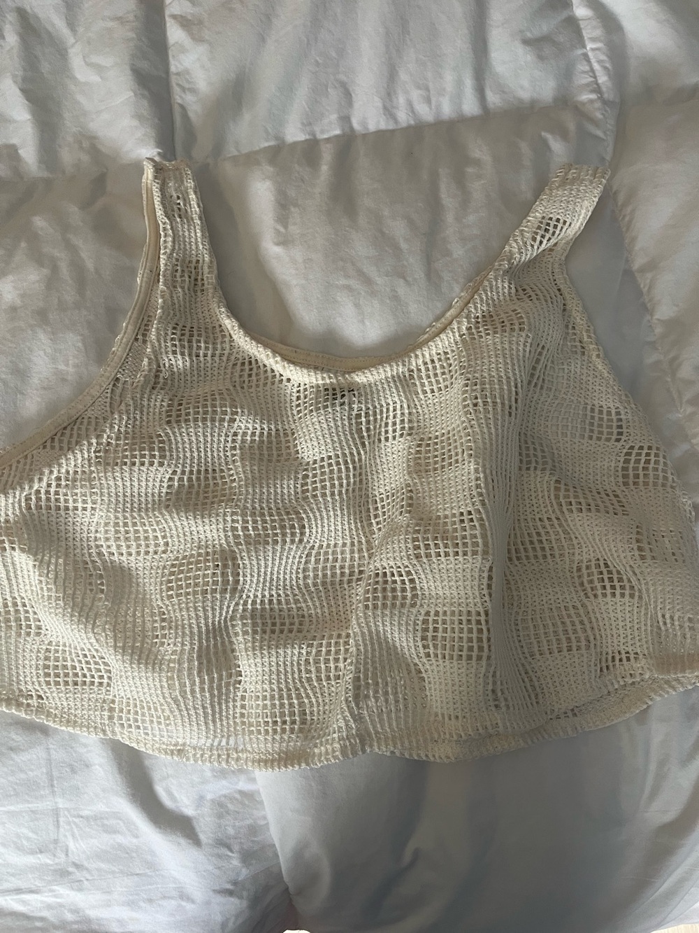wild fable Cream Crochet Swim Coverup Tank
